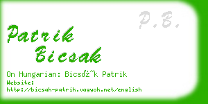 patrik bicsak business card